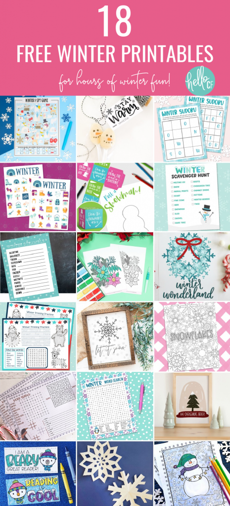 Download 18 Free Winter Printables including a Winter Activity Placemat! Loaded with fun activities to keep kids occupied during the winter months from some of your favorite craft bloggers! #Winter #Printables #FreePrintable #ActivityPlacemat #activitysheet #snowman #homeschoolactivities #homeschoolkids #homeschoolmom #printingpractice #connectthedots 