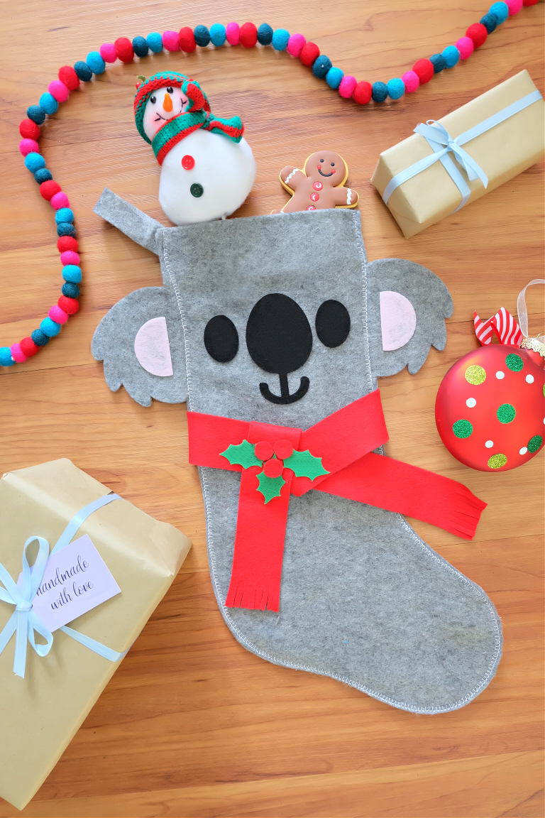 DIY Koala Felt Stocking- 30 Minute Handmade Christmas Gift