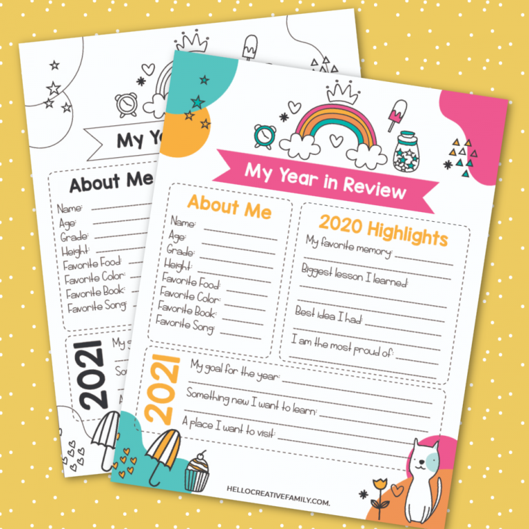 Free Printable 2020 Year In Review With Goal Planning for 2021