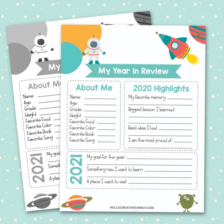 Free Space Printable Year In Review