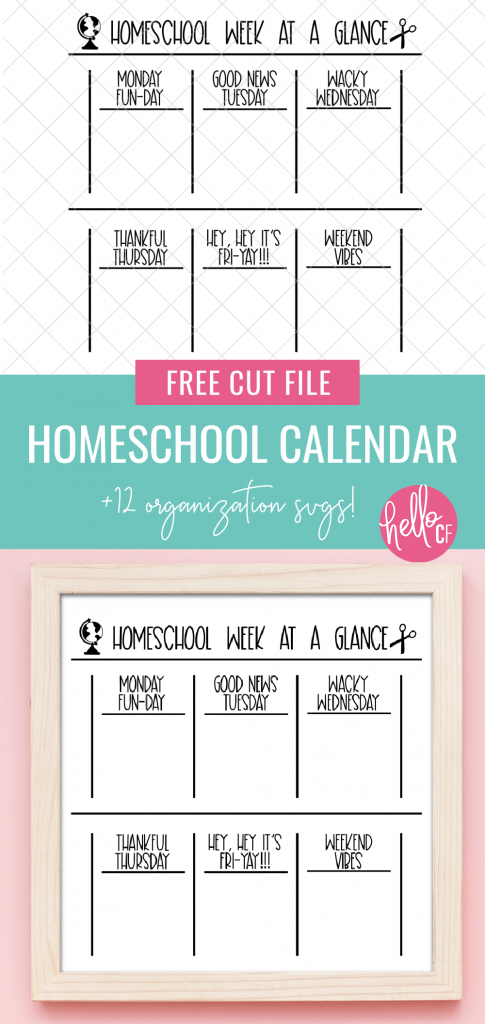 Create a homeschool dry erase board for keeping track of weekly tasks and assignments with this Weekly Homeschool Calendar SVG File! Also includes 12 organization cut files to organize your life and home! #SVGFIles #CutFiles #FreeSVG #Organization #homeschool #life #newyear #goals #homeschoolmom