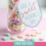 If you have wondered how to make Print and Cut tags on Cricut you're in luck! We're making super simple Valentine Tags perfect for adding a special touch to handmade Valentine's Day Gifts! Includes a free cut file and step by step instructions. #CricutCreated #CricutMade #Handmade #ValentineCard #SweetHearts #SVG #GiftTags