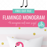 This free flamingo monogram svg is SO CUTE! Perfect for making flamingo themed birthday or party decor, DIY beach bags, customized birthday shirts and more! Grab this and 15 other free monogram and name cut files that you can customize for handmade gifts! Use with your Cricut or Silhouette! #monogram #flamingo #summer #personalized #handmadegifts #Flamingocrafts #flamingobirthday