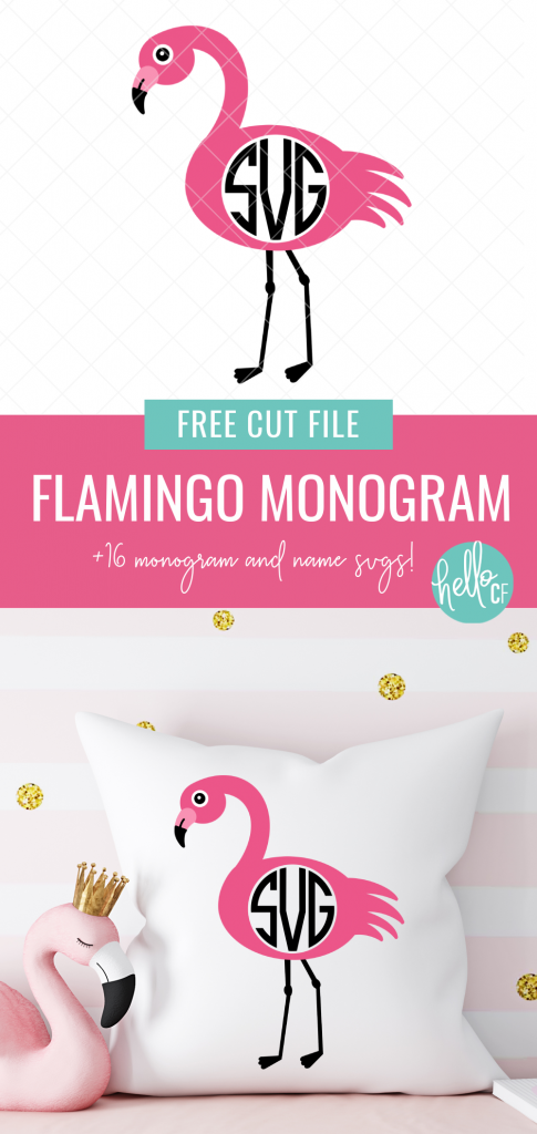 This free flamingo monogram svg is SO CUTE! Perfect for making flamingo themed birthday or party decor, DIY beach bags, customized birthday shirts and more! Grab this and 15 other free monogram and name cut files that you can customize for handmade gifts! Use with your Cricut or Silhouette!  #monogram #flamingo #summer #personalized #handmadegifts #Flamingocrafts #flamingobirthday