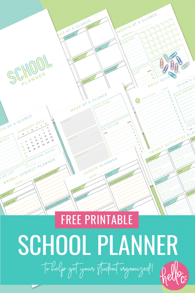 Tired of procrastinating? Ready to get organized? Download this free School Planner printable! Includes a 2021 dated pages along with blank pages you can fill in yourself along with a lesson planner, daily, weekly and monthly planner pages and so much more! Perfect for teachers lesson plans, student planner, homeschool kids and homeschool families! #Printables #Freeprintables #StudentPlanner #SchoolPlanner #Calendar #2021 #homeschool 