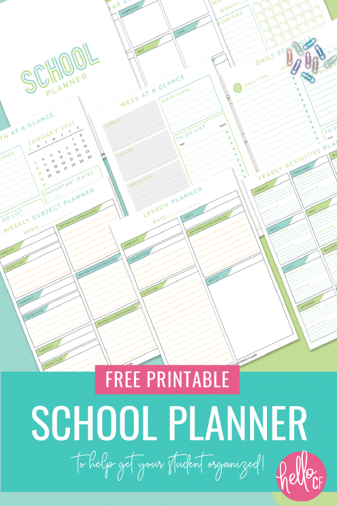 Tired of procrastinating? Ready to get organized? Download this free School Planner printable! Includes a 2021 dated pages along with blank pages you can fill in yourself along with a lesson planner, daily, weekly and monthly planner pages and so much more! Perfect for teachers lesson plans, student planner, homeschool kids and homeschool families! #Printables #Freeprintables #StudentPlanner #SchoolPlanner #Calendar #2021 #homeschool 