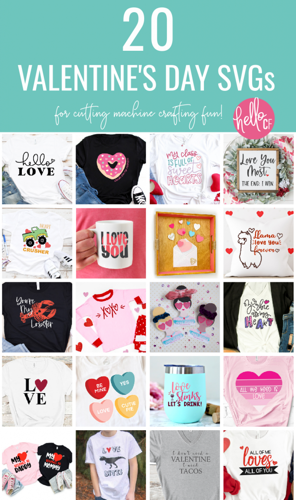 Looking for Cricut Valentine Ideas? We've got 20 free Cricut Valentine Cut Files from some of your favorite craft bloggers! You can make tons of easy Cricut Valentine Crafts with these free SVG files including Valentine onesies, shirts, mugs and more! #Valentine #Cricut #CutFiles #Heart #ValentineCrafts #CricutCrafts #FreeSVG #CutFiles #CricutCreated #CricutMade