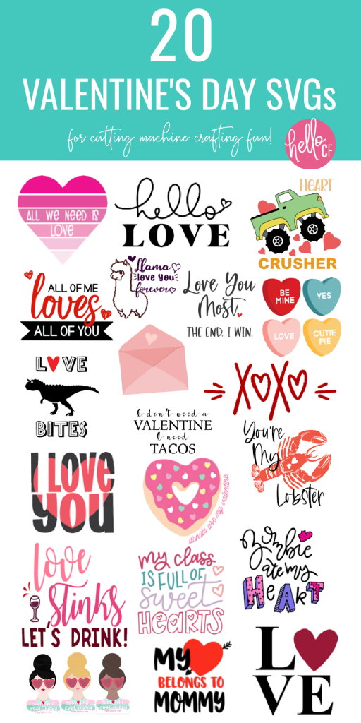 Looking for Cricut Valentine Ideas? We've got 20 free Cricut Valentine Cut Files from some of your favorite craft bloggers! You can make tons of easy Cricut Valentine Crafts with these free SVG files including Valentine onesies, shirts, mugs and more! #Valentine #Cricut #CutFiles #Heart #ValentineCrafts #CricutCrafts #FreeSVG #CutFiles #CricutCreated #CricutMade