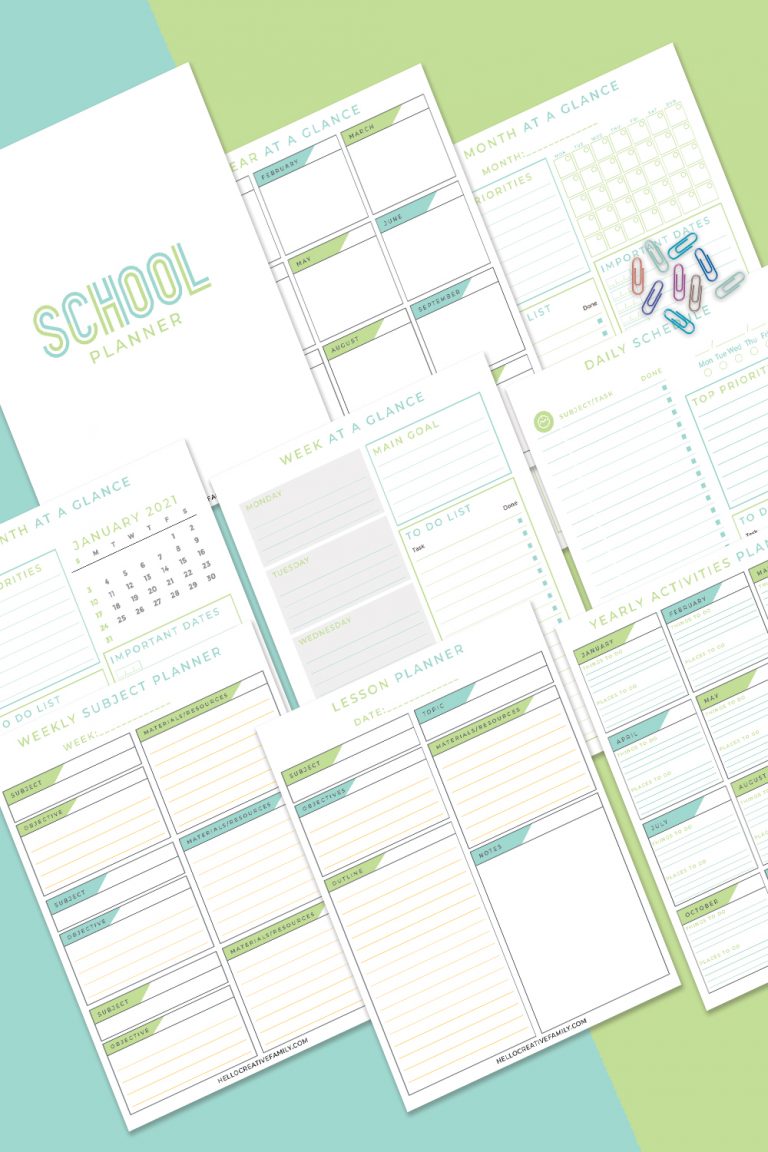 Free School Planner Printable- 20 Pages To Get You Organized