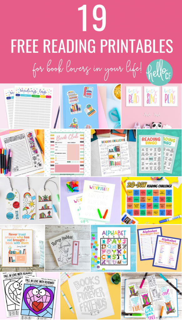 Keep track of each of the books your book club reads with this free book club tracker printable! We're also sharing 17 free reading printables for kids and adults from book scavenger hunts, to bookmarks, book stickers and coloring pages!
