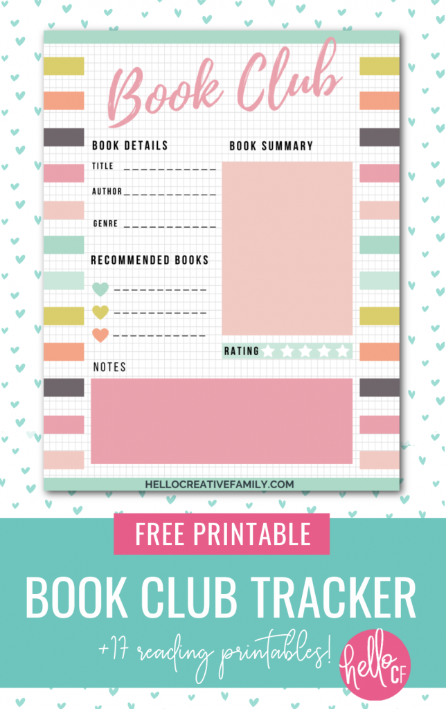 Keep track of each of the books your book club reads with this free book club tracker printable! We're also sharing 17 free reading printables for kids and adults from book scavenger hunts, to bookmarks, book stickers and coloring pages!