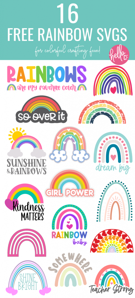 Download 16 Free Rainbow Cut Files that you can use to make Rainbow Crafts using your Cricut Maker, Cricut Explore or Silhouette Cameo! Make DIY Rainbow shirts, mugs, hoodies and more! #RainbowCrafts #Rainbow #DIY #Crafts #CricutCreated #CricutMade #CricutMaker