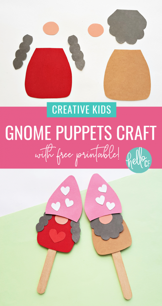 Are you as crazy for adorable gnomes as we are? This Popsicle Stick Kids Craft is so cute! Make DIY Gnome Puppets! Switch up the colors and embellishment on the gnome to change it from a Valentine Craft, to a St. Patrick's Day Craft to a Christmas craft and more! Comes with a free printable template. 