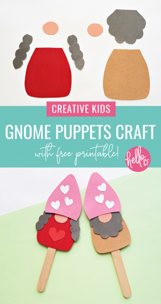 Are you as crazy for adorable gnomes as we are? This Popsicle Stick Kids Craft is so cute! Make DIY Gnome Puppets! Switch up the colors and embellishment on the gnome to change it from a Valentine Craft, to a St. Patrick's Day Craft to a Christmas craft and more! Comes with a free printable template. 