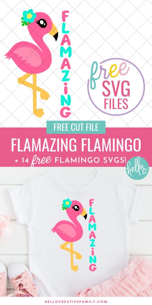 Make the cutest DIY kids shirt ever with this free Flamazing Flamingo Cut File! We're also sharing links to 14 free Flamingo SVGs that you won't want to miss! Perfect for making DIY summer party decorations, shirts, mugs, beach totes and more with your Cricut or other electronic cutting machine!
