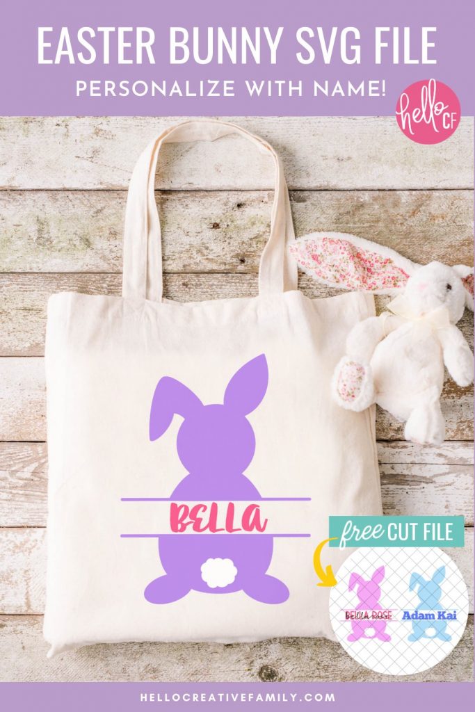 Free Easter Bunny SVG With Space For Personalized Name or Monogram