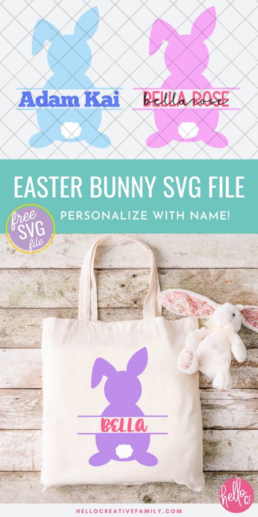 Free Easter Bunny SVG With Space For Personalized Name or Monogram