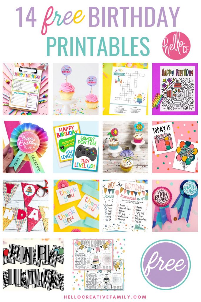 Make birthday planning easy with 14 free birthday printables! We've got you covered with everything from birthday activity sheets, to birthday banners and cupcake toppers! Download them all for a ton of birthday fun! 