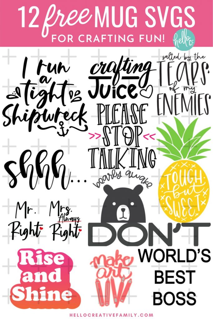 Download 12 free mug cut files for making easy DIY mugs as gifts (or for yourself) using the Cricut Mug Press! Don't have a mug press? No problem! These free mug svgs can be cut from permanent vinyl, Infusible Ink or htv to use for a variety of different projects! Cut using your Cricut Maker, Cricut Explore Air, Cricut Joy or other electronic cutting machine!