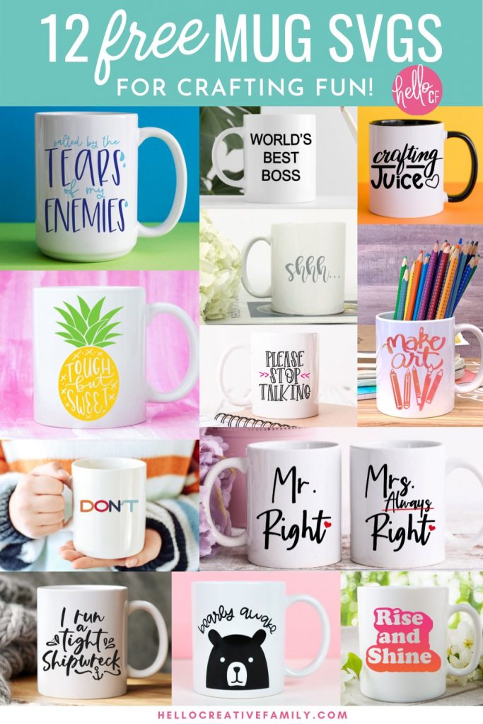 Download 12 free mug cut files for making easy DIY mugs as gifts (or for yourself) using the Cricut Mug Press! Don't have a mug press? No problem! These free mug svgs can be cut from permanent vinyl, Infusible Ink or htv to use for a variety of different projects! Cut using your Cricut Maker, Cricut Explore Air, Cricut Joy or other electronic cutting machine!