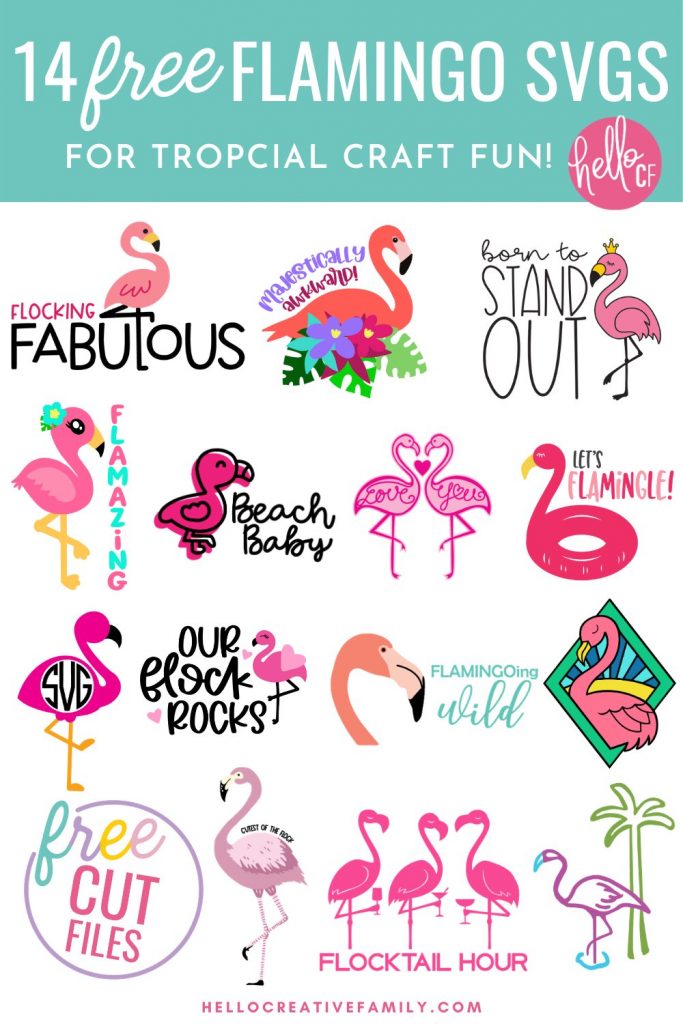 Love summer and that tropical vibe feeling? Download 14 Free Flamingo SVGs for DIY tropical party decorations, shirts mugs and more! Use these free flamingo cut files with your Cricut or other electronic cutting machine for tons of bright, colorful, summer crafting fun! 
