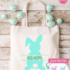Who wants a free cut file for making adorable Easter crafts with their Cricut? Use this free Easter Bunny SVG for making DIY easter baskets, mugs, kids shirts and more! Personalize with your child's name or a monogram for a one of a kind Easter basket gift! The perfect Easter project with the Cricut Maker, Cricut Explore Air 2 or Cricut Joy!