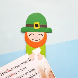 Slide the page of your book under the leprechauns arms to mark your page!