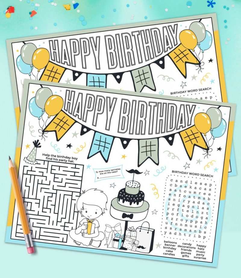 Birthday Activity Placemat BOY - Hello Creative Family4