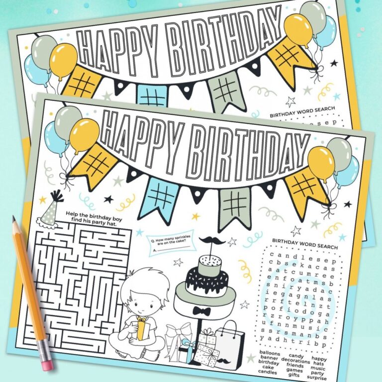 Birthday Activity Placemat BOY - Hello Creative Family4