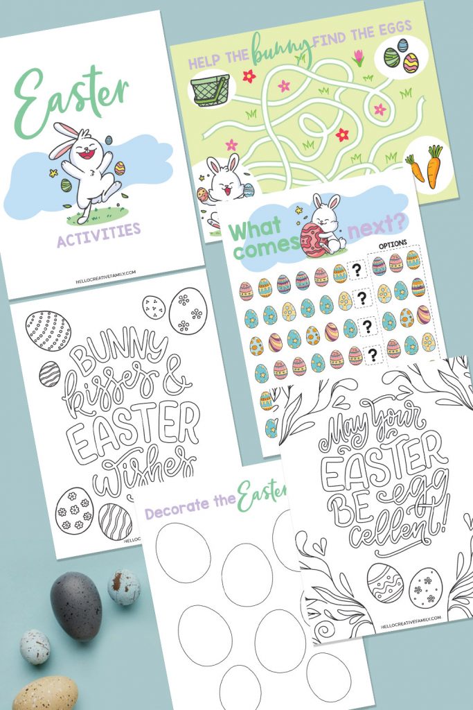 Get ready for some Easter fun with this Easter Printable Activity Pack! Filled with 5 pages of fun for kids including Easter coloring sheets, Easter egg decorating, Easter bunny maze and complete the pattern! The perfect kids activity for Easter morning! 