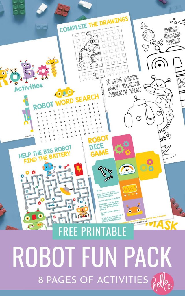 Get ready for some Robot fun with this Robot Printable Activity Pack! Filled with 7 pages of fun for kids including a DIY robot game, robot word search, maze, complete the robot, coloring and more! The perfect printable to keep kids entertained on weekends and school breaks! Great for robot themed birthdays or for STEAM or STEM themed classroom activities for elementary school!