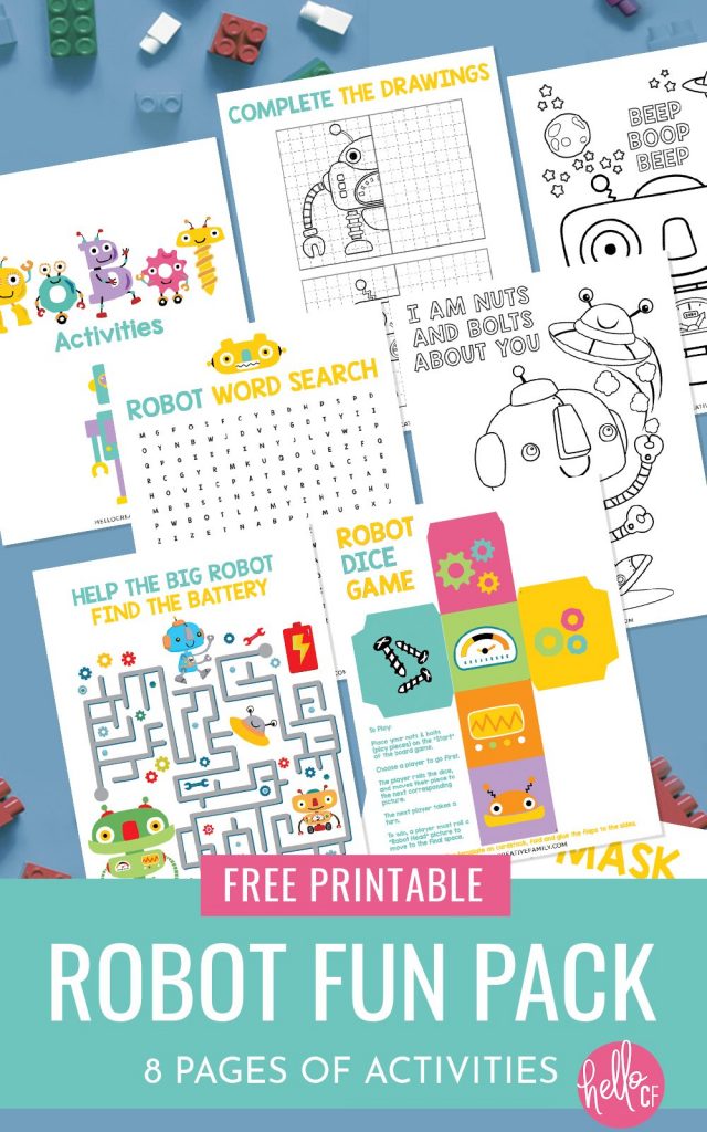 Get ready for some Robot fun with this Robot Printable Activity Pack! Filled with 7 pages of fun for kids including a DIY robot game, robot word search, maze, complete the robot, coloring and more! The perfect printable to keep kids entertained on weekends and school breaks! Great for robot themed birthdays or for STEAM or STEM themed classroom activities for elementary school! 