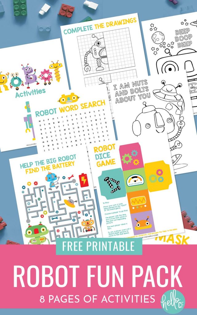 Get ready for some Robot fun with this Robot Printable Activity Pack! Filled with 7 pages of fun for kids including a DIY robot game, robot word search, maze, complete the robot, coloring and more! The perfect printable to keep kids entertained on weekends and school breaks! Great for robot themed birthdays or for STEAM or STEM themed classroom activities for elementary school! 