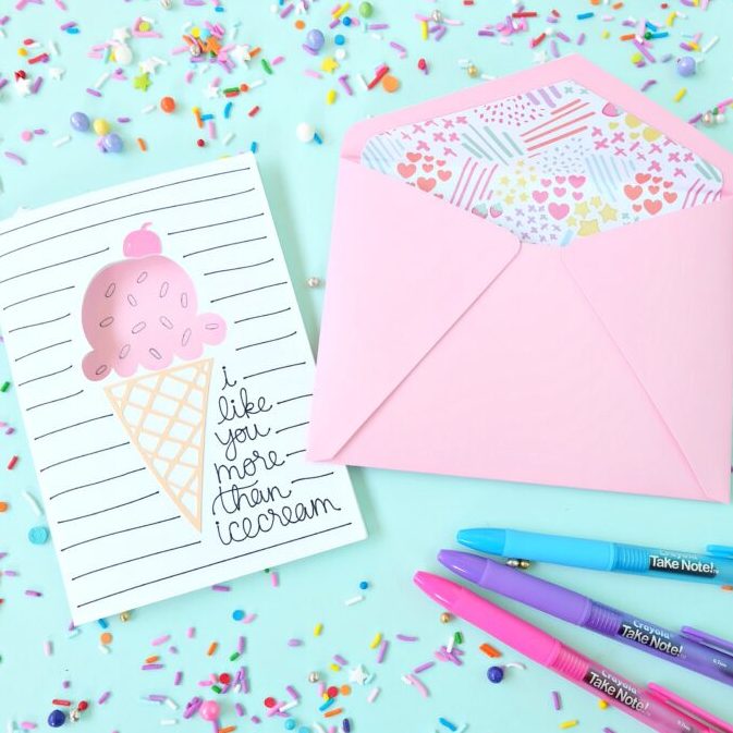 Ice Cream Birthday Card made with the Cricut cutting machine.