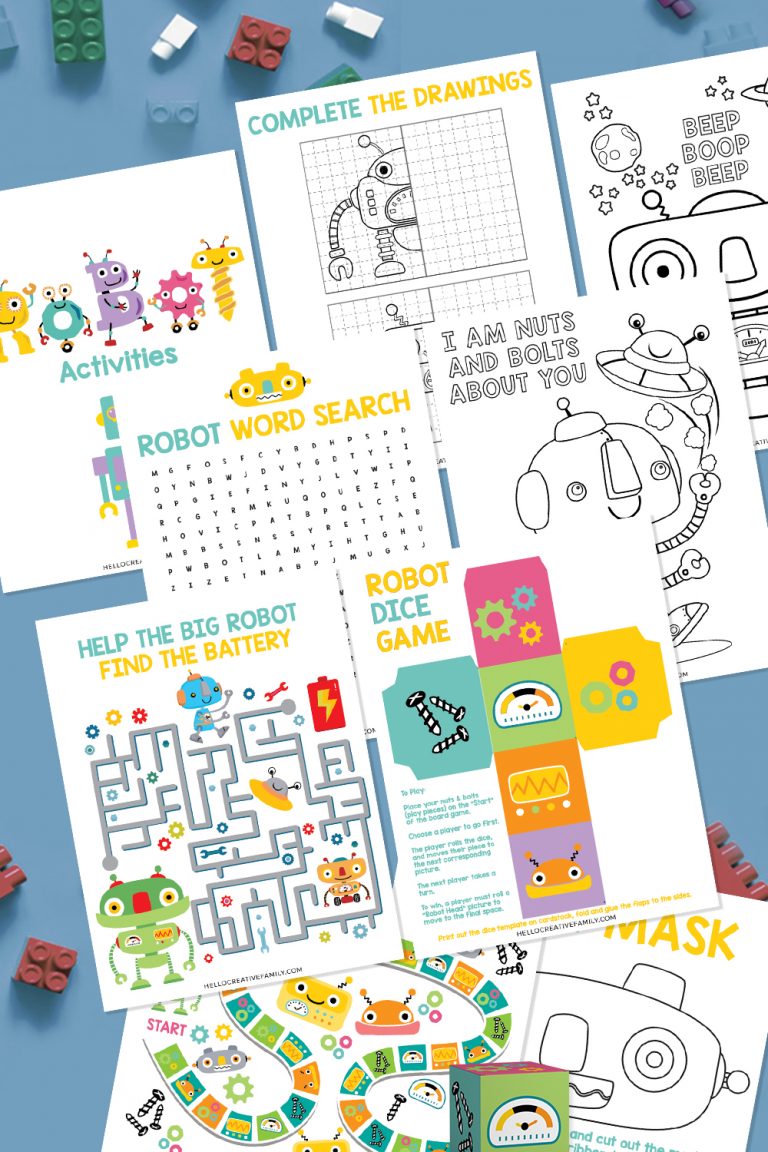 Free Kids Robot Printable- 8 Pages of Robot Activities Fun!