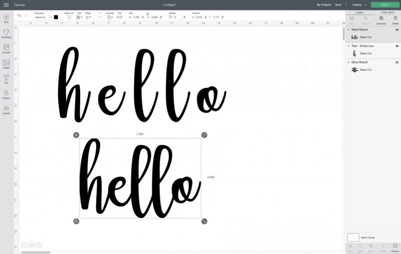 How to use the weld function on an image in Cricut Design Space.