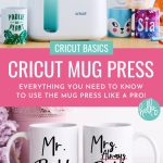 Curious about the Cricut Mug Press? We're sharing Everything You Need To Know For How To Use The Cricut Mug Press from free design ideas, to step-by-step instructions for creating your first mug, to what kinds of mugs you can use with your Cricut Mug Press! If you love crafting with your Cricut Maker, Cricut Explore Air 2 or Cricut Joy you won't want to miss this you won't want to miss this info packed article that shows you everything you need to know to make a DIY mug with your Cricut!