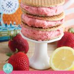 Oh. My. Yum! Get ready for all the flavors of summer with this delicious Strawberry Lemonade Sorbet Ice Cream Sandwich Recipe! Delicious and easy to make, this recipe uses Sweet Amsterdam lemon bar stroopwafels as the sandwich and homemade sorbet using sweet summer strawberries as the filling! A delicious dessert idea that the whole family (kids and parents!) will love!