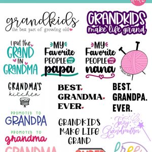 Download 15 Free Grandparent SVGs, perfect for making handmade gifts for Grandma and Grandpa for Mother's Day, Father's Day, birthdays and Christmas! Use your Cricut or other electronic cutting machine to craft beautiful DIY shirts, mugs, tote bags, signs and more for Nana and Papa!