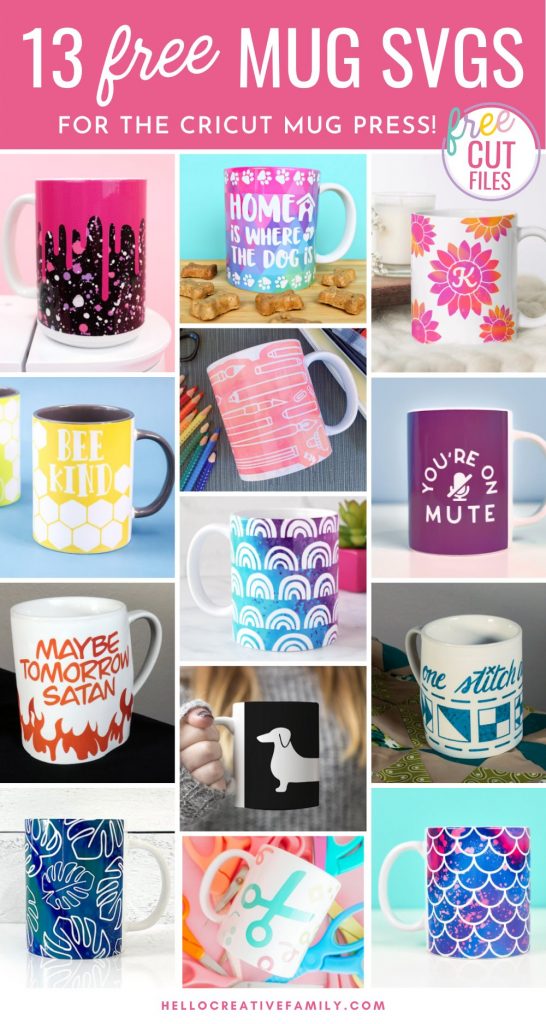 Download 13 free wrapped mug svgs that are perfect for using with the Cricut Mug Press! From dog themed mugs, to funny mugs, to crafty mugs we've got you covered with a ton of adorable designs! Cut using your Cricut Maker, Cricut Explore Air 2 or Cricut Joy! They make great handmade gifts.