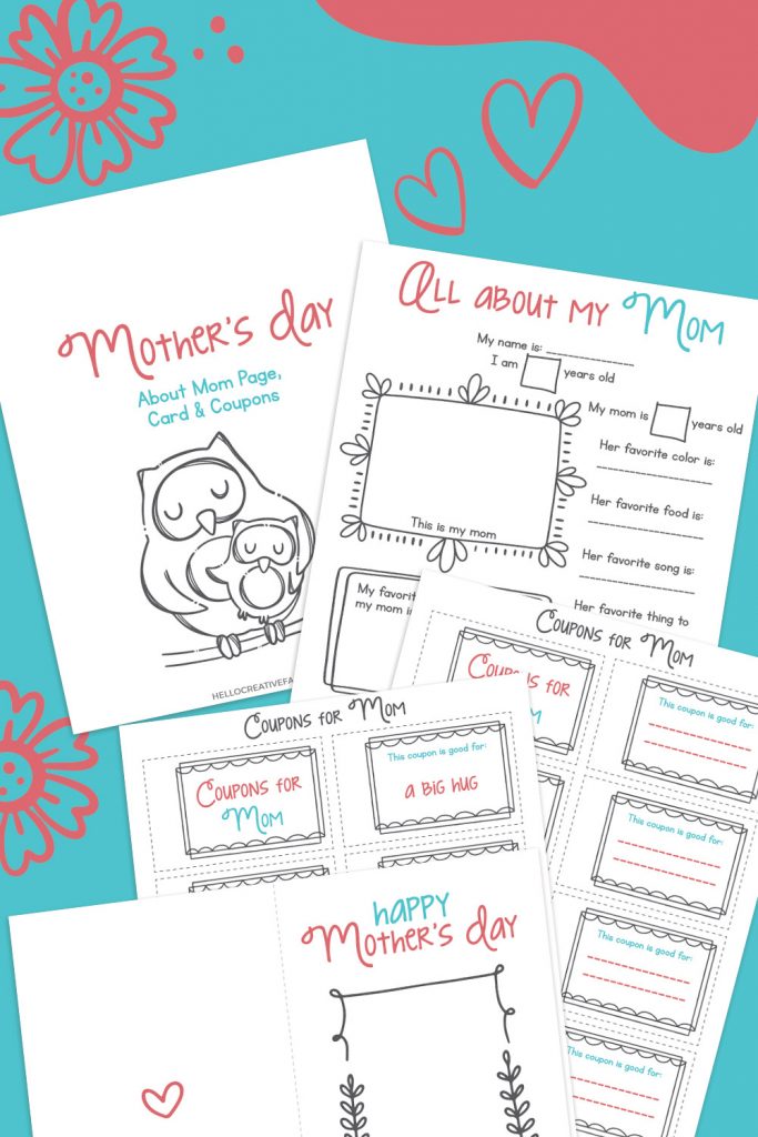 Happy Mother's Day! We have a super cute, free Mother's Day Printable Bundle that kids can fill out for their mom! It includes a coupon book for mom, All About My Mom questionnaire and a DIY Mother's Day Card for kids to fill out. A fun Mother's Day activity for elementary school aged kids. Makes a sweet handmade birthday present for moms too! 