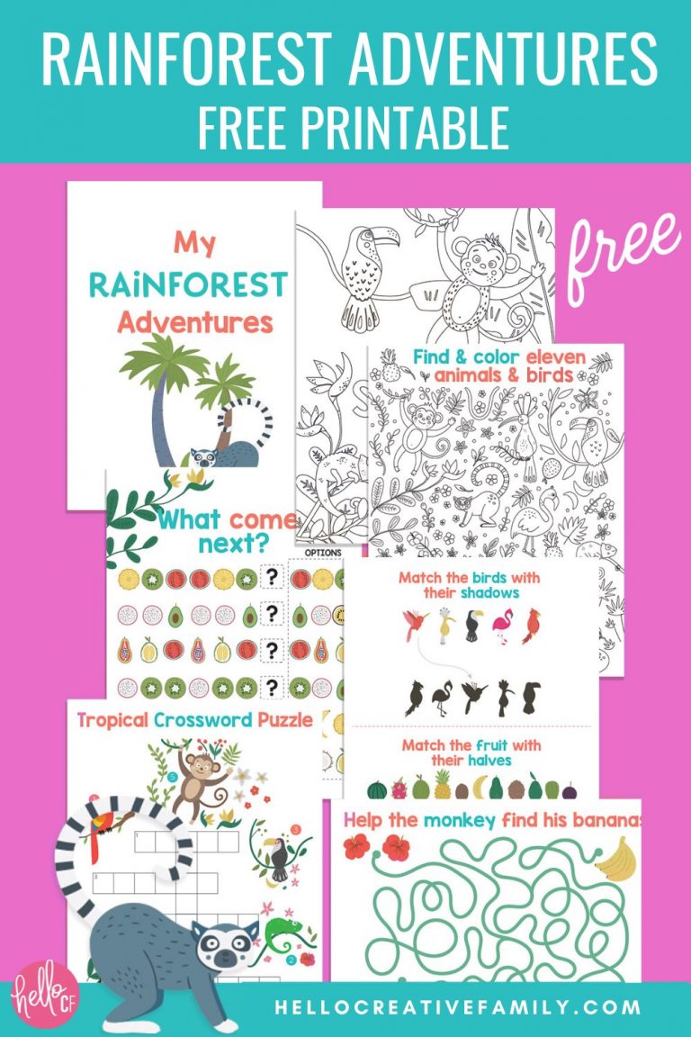 Free Rainforest Activity Sheets Printable + Giveaway