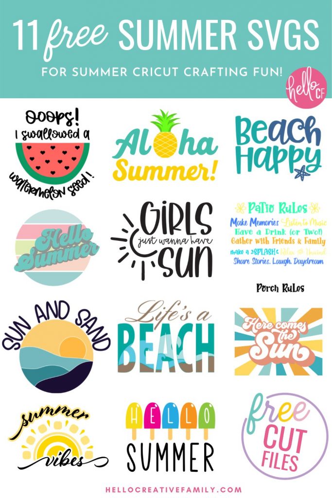 Get ready for some summer Cricut crafting fun with these 11 free summer SVG files! Easy to use for DIY t-shirts, tank tops, beach bags and more! Includes an "I Swallowed A Watermelon Seed" cut file that's perfect for DIY maternity wear.
