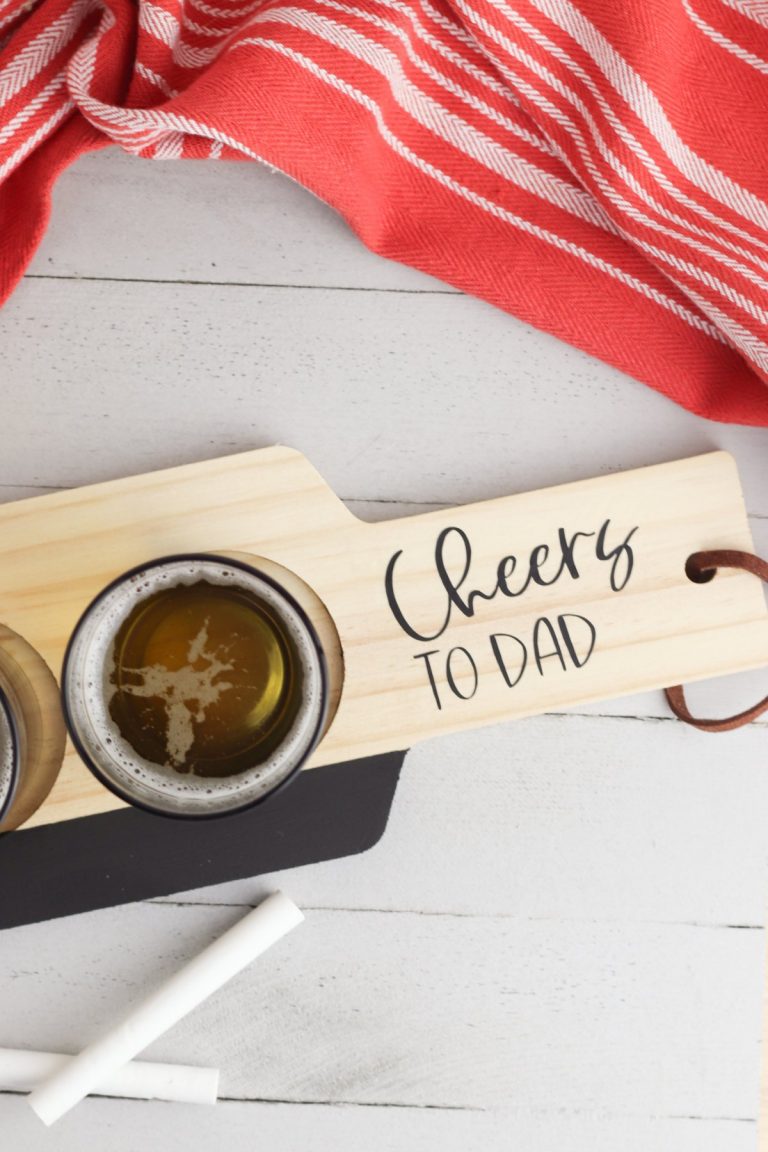 Cricut Craft- DIY Beer Flight Board Handmade Gift For Dad With Free SVG