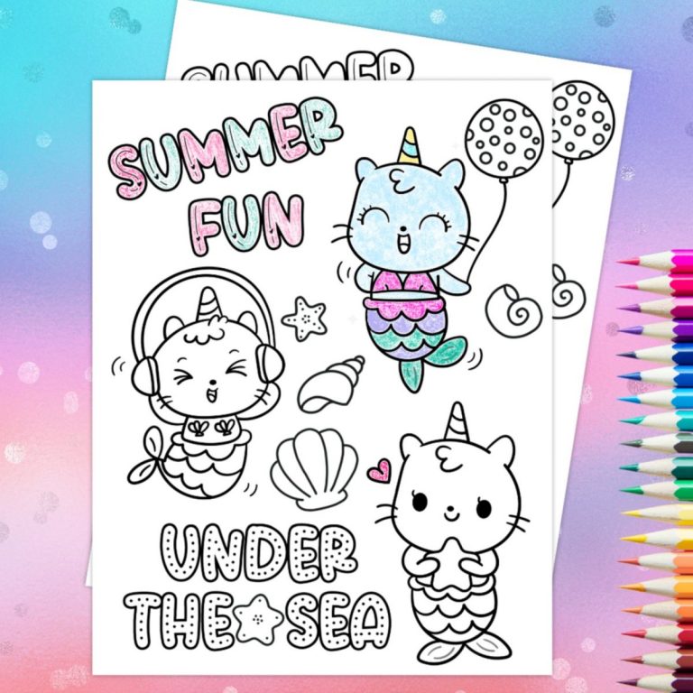 Caticorn Mermaid Coloring Sheet + 13 Free Printable Coloring Pages