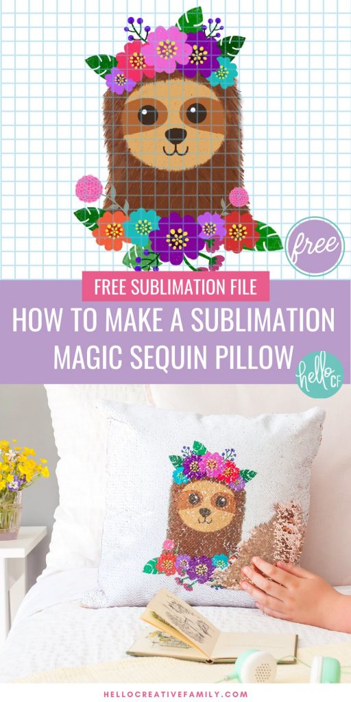 Learn how to make a sublimation magic sequin pillow using an Epson EcoTank printer that's been converted to a sublimation printer! This step by step tutorial will teach you how to make an adorable DIY sloth pillow using a reversible sequin pillowcase. Includes a free sloth sublimation image for making this adorable sublimation craft project!