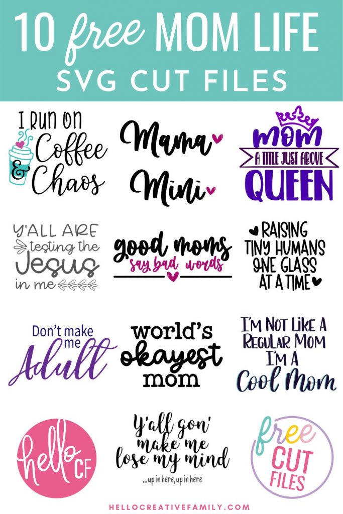 If you (or one of your loved ones)are the kind of Mama who occasionally lets cuss words fly, then this is for you! We're sharing a Good Moms Say Bad Words cut file as a part of our brand new free Mom Life SVGs collection! Use these free SVG files to make t-shirt, mugs, hoodies and more using your Cricut or other electronic cutting machine!