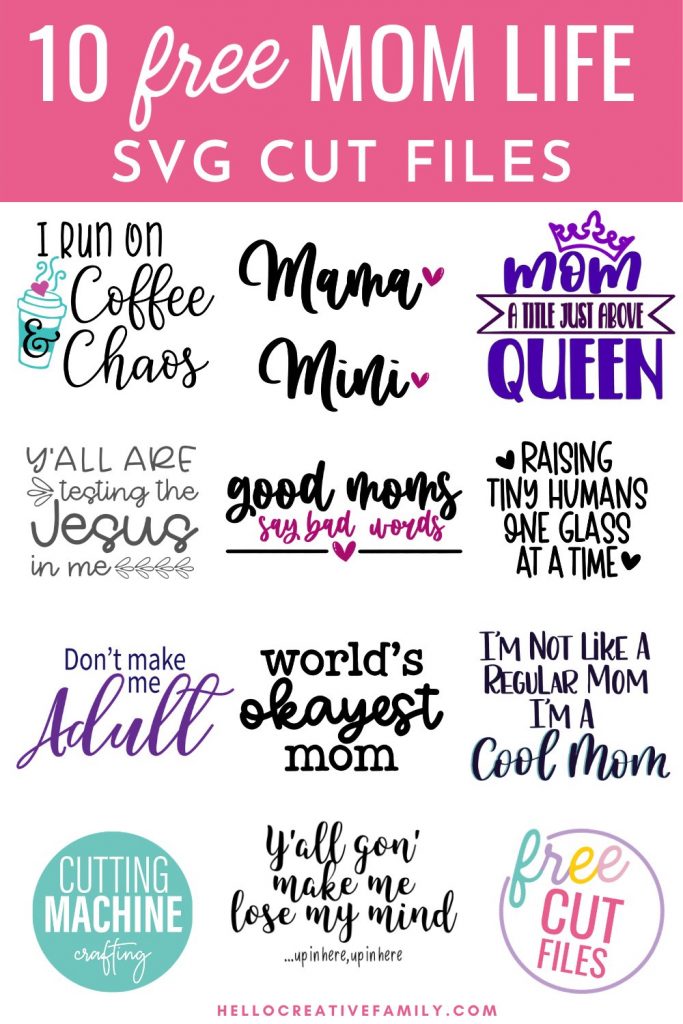 If you (or one of your loved ones)are the kind of Mama who occasionally lets cuss words fly, then this is for you! We're sharing a Good Moms Say Bad Words cut file as a part of our brand new free Mom Life SVGs collection! Use these free SVG files to make t-shirt, mugs, hoodies and more using your Cricut or other electronic cutting machine!