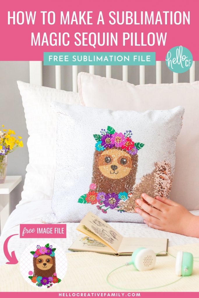 Learn how to make a sublimation magic sequin pillow using an Epson EcoTank printer that's been converted to a sublimation printer! This step by step tutorial will teach you how to make an adorable DIY sloth pillow using a reversible sequin pillowcase. Includes a free sloth sublimation image for making this adorable sublimation craft project!