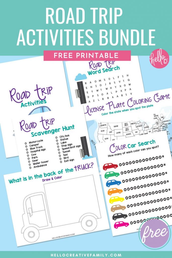 Looking for some fun road trip ideas to combat "I'm Bored"? Look no further! We have an adorable free road trip activities printable bundle that has a license plate search, car color tracker, road trip scavenger hunt and so much more! So much fun for printing out and keeping in your trailer or with your camping gear to have all ready for summer vacation!